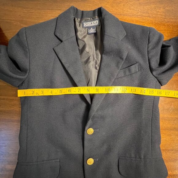Lands' End Boys Classic Wool Blend Navy Formal Blazer Gold Buttons Lined Size 8 - Picture 3 of 12